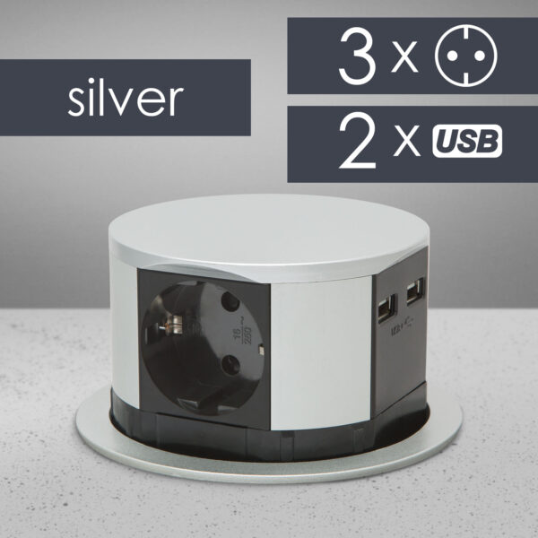 Elosztó – rejtett, 3-as + USB-A + Type-C  20433 Elosztók és hosszabbítók