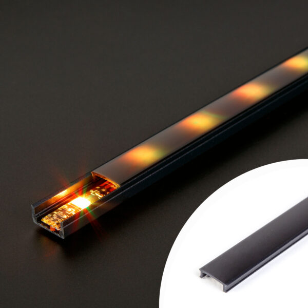 LED aluminium profil takaró búra – fekete – 1000mm (41010/41011hez)  41010M1-BK LED tartozékok