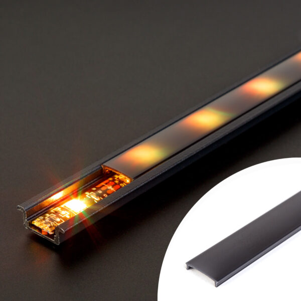 LED aluminium profil takaró búra – fekete – 2000 mm (41011A2-höz)  41011M2-BK LED tartozékok