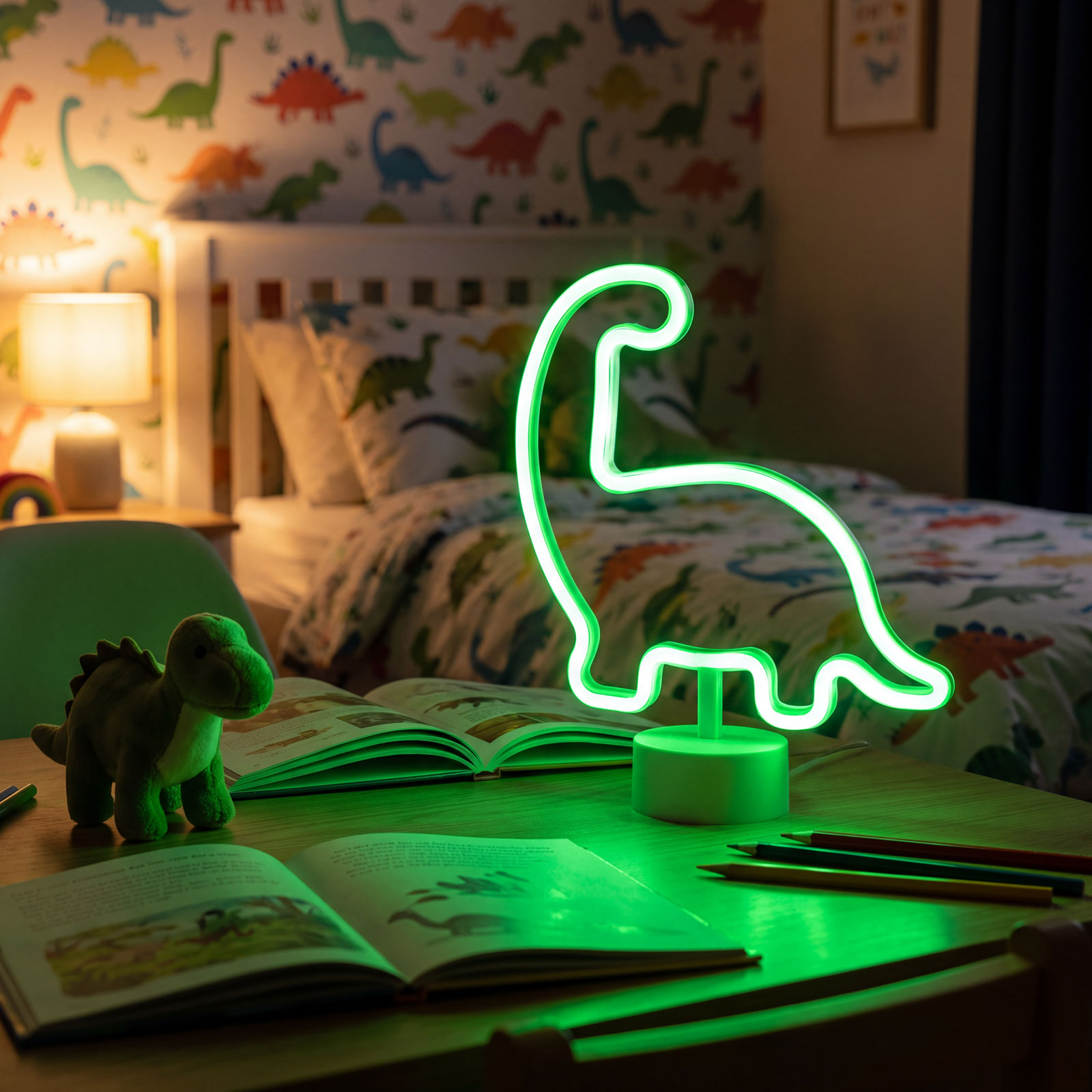 Neon LED lámpa – zöld dinoszaurusz – 3 x AA + USB – 25,9 x 8,5 x 24,3 cm 43996E Egyéb Neon LED lámpa – zöld dinoszaurusz – 3 x AA + USB – 25,9 x 8,5 x 24,3 cm 43996E Egyéb