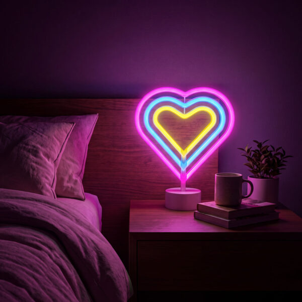 Neon LED lámpa – színes szív – 3 x AA + USB – 25,2 x 1,6 x 23 cm 43996F Egyéb Neon LED lámpa – színes szív – 3 x AA + USB – 25,2 x 1,6 x 23 cm 43996F Egyéb