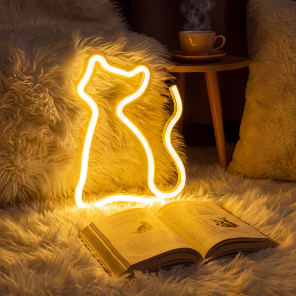 Neon LED lámpa – melegfehér macska – 3 x AA + USB – 17 x 1,6 x 23,3 cm 43996G Egyéb Neon LED lámpa – melegfehér macska – 3 x AA + USB – 17 x 1,6 x 23,3 cm 43996G Egyéb