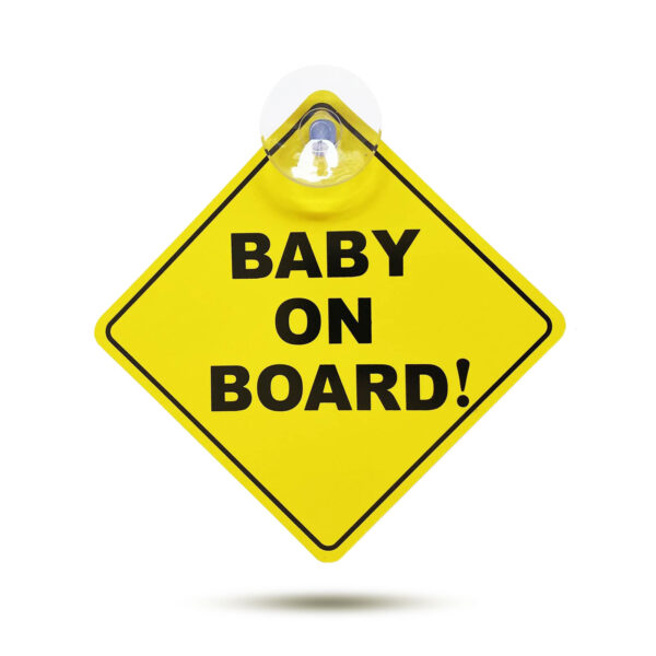 Tapadókorongos „Baby on Board” tábla – 12,7 x 12,7 cm  54938 Autós kiegészítők