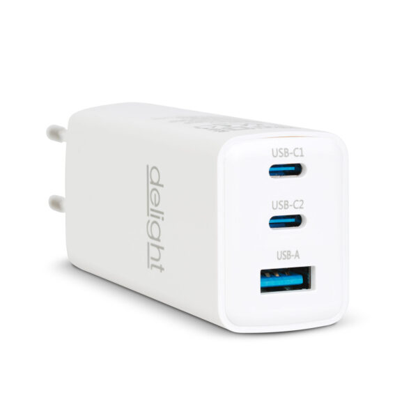 Hálózati Adapter – USB-A 20W + Type-C PD45W gyorstöltéssel – fehér  55042 USB