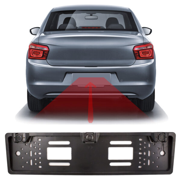 Rendszámtábla keretbe épített tolatókamera + szenzorok – 12V  55069D Autófelszerelés