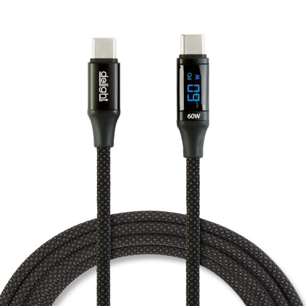 Adatkábel – Type-C / Type-C – teljesítmény kijelzéssel – fekete – 1 m – 3 A – 60W  55552BK-1 Egyéb