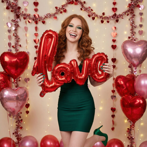 Lufi – „LOVE” felirat – metál bordó, fólia – 55 cm  56100 Egyéb