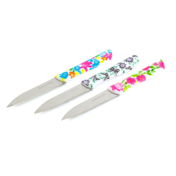 Konyhai kés készlet – 16 cm – virág mintás – 3 db / csomag  56317 Egyéb