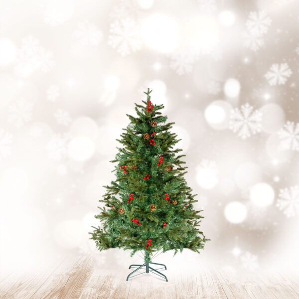 Műfenyő – 120 cm – PE / PVC – piros bogyóval  56481A Egyéb