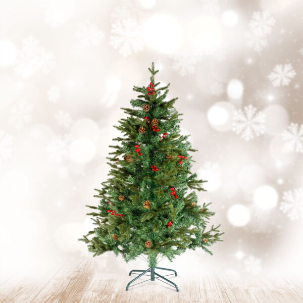 Műfenyő – 150 cm – PE / PVC – piros bogyóval  56481B Egyéb