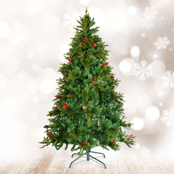 Műfenyő – 210 cm – PE / PVC – piros bogyóval  56481D Egyéb