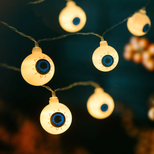 Halloween-i LED-es fényfüzér – szemgolyó – 12 LED – 2 x AA – 1,65 m  56528C Egyéb