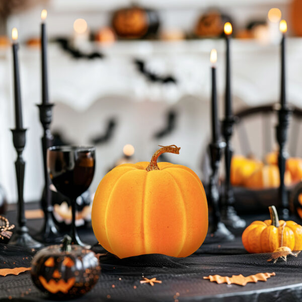 Halloween-i tök dekoráció – 16,5 cm – narancssárga – habszivacs – glitteres  56540A Egyéb