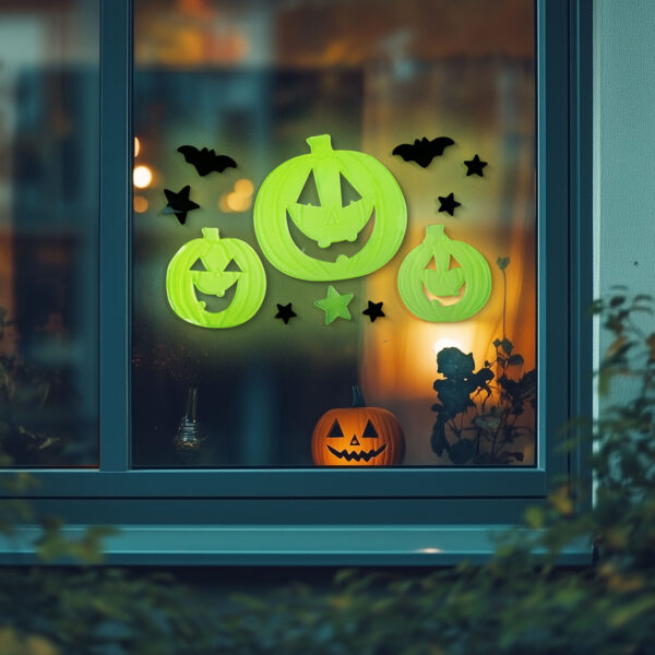 Halloween-i foszforeszkáló ablakdekor – tök – 29 x 16 cm  56543A Egyéb