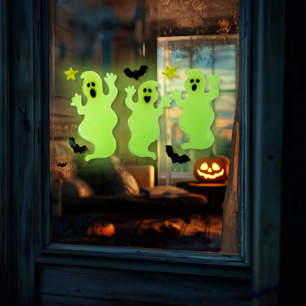 Halloween-i foszforeszkáló ablakdekor – szellem – 29 x 16 cm  56543B Egyéb
