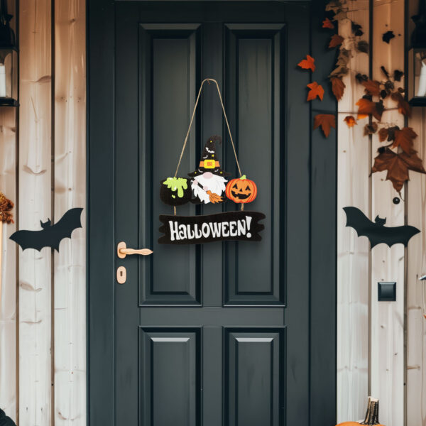 Halloween-i polc dekoráció fából – „Happy Halloween” – 17 x 10 x 4 cm  56554 Egyéb