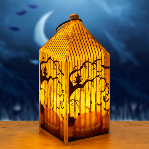 Halloween-i LED lámpás – tök – narancs LED – 2 x LR44 – 4 x 4 x 9,5 cm  56566 Egyéb