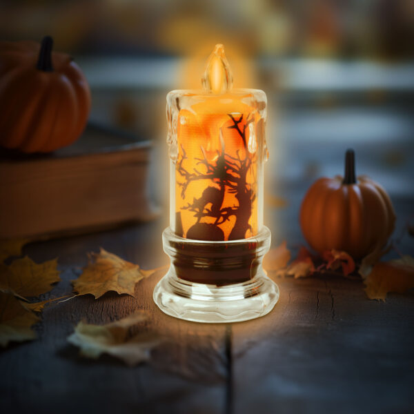 Halloween-i LED gyertya dekoráció – denevér – narancs LED – 3 x LR1130 – 5 x 5 x 10 cm  56567B Egyéb