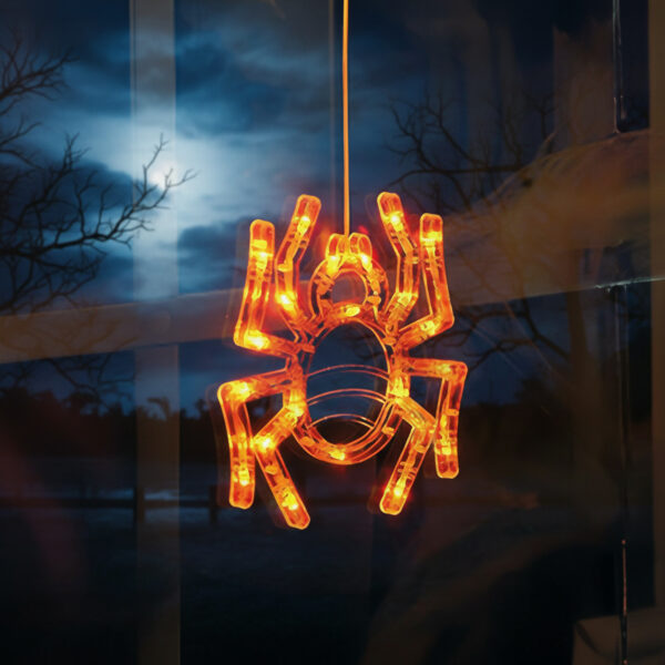 Halloween-i világító dekoráció – pók – tapadókorongos – 12 LED – 20 x 18,5 cm – 3 x AAA  56588B Egyéb