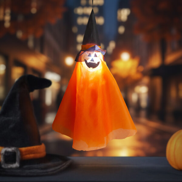 Halloween-i világító dekoráció – tök – felakasztható – RGB LED – 70 x 50 cm  56596A Egyéb