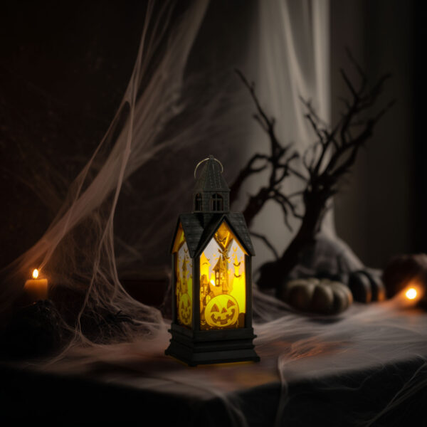 Halloween-i világító dekoráció – tök – felakasztható – LED – 8,5 x 13,5 cm  56602A Egyéb