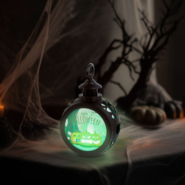 Halloween-i világító dekoráció – kastély – felakasztható – LED – 8,5 x 13,5 cm  56602B Egyéb