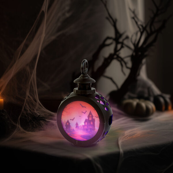 Halloween-i világító dekoráció – tök – melegfehér LED – 12 x 7,5 cm – 3 x LR1130  56603 Egyéb