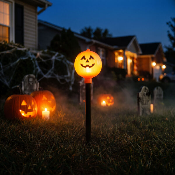 Halloween-i leszúrható lámpa – tök – elemes – 34 x 9,5 cm  56617 Világítás