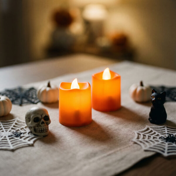 Halloween-i világító dekoráció – LED-es gyertya – narancssárga – 2 db / csomag  56620A Világítás