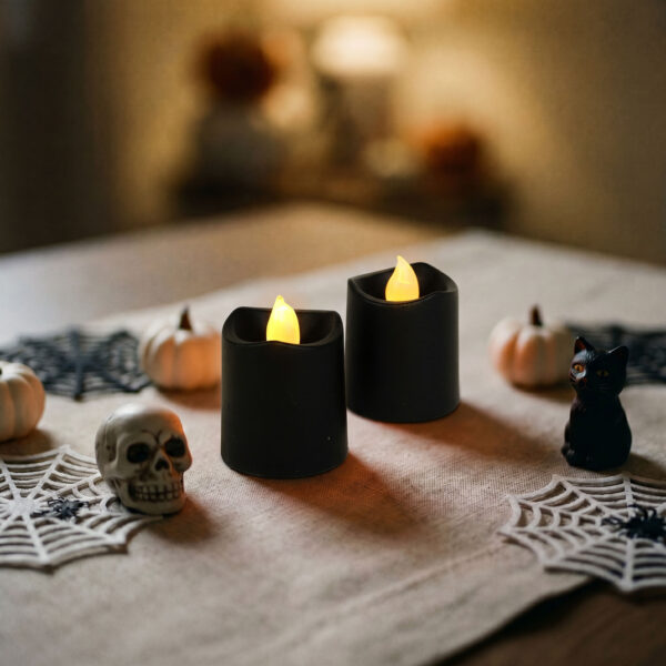 Halloween-i világító dekoráció – LED-es gyertya – fekete – 2 db / csomag  56620C Világítás