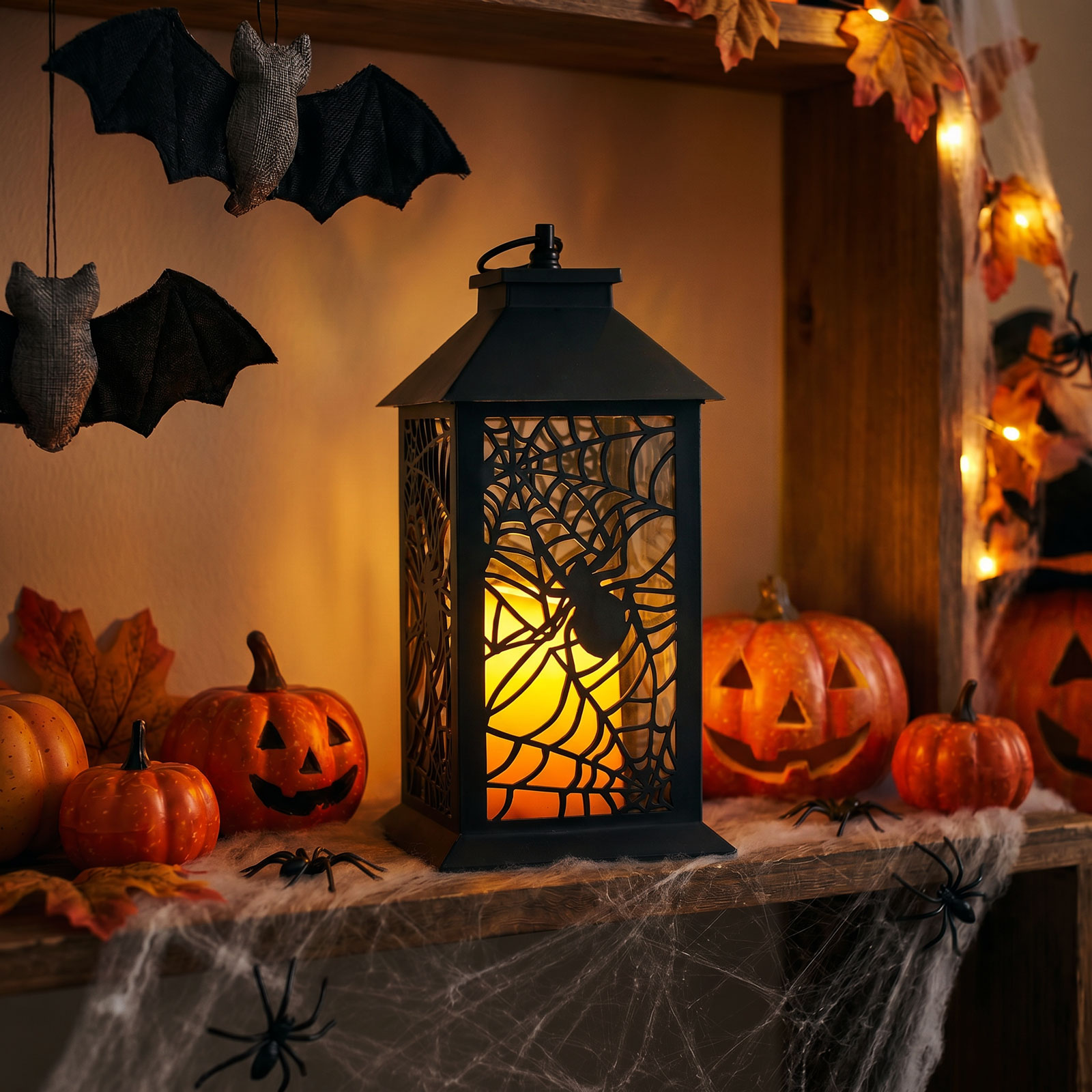 Halloween-i pislákoló lámpás – pók – elemes – fekete – 30 x 14 cm 56621B Világítás Halloween-i pislákoló lámpás – pók – elemes – fekete – 30 x 14 cm 56621B Világítás
