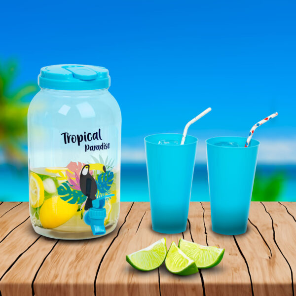 Italadagoló csappal, műanyag pohárszettel – 3,8 l – citrom  57243J Egyéb
