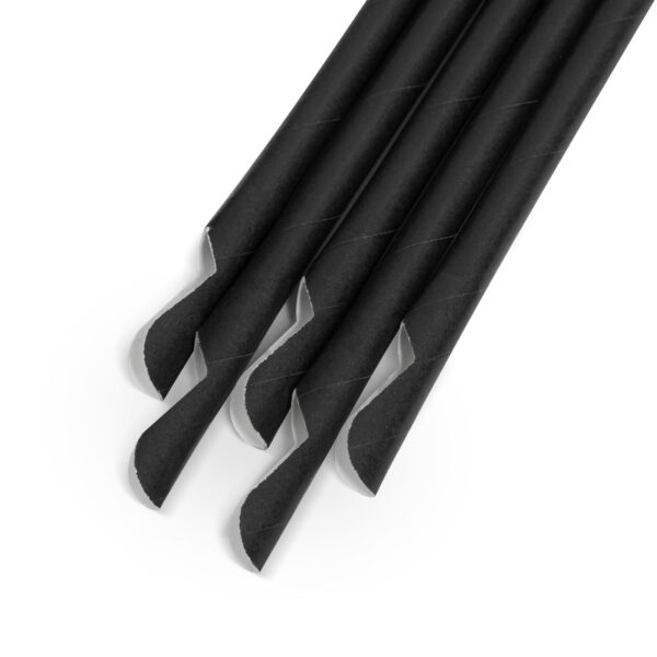 Papír szívószál – fekete, kanállal  – 200 x 8 mm – 150 db / csomag  57604A Egyéb