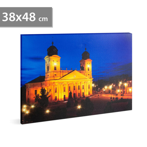 LED-es fali hangulatkép – „Nagytemplom Debrecen” –  3 x AA, 38 x 48 cm  58018K Egyéb