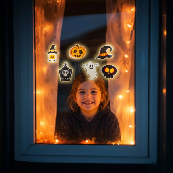 Halloween-i LED ablakdekor – gél – többféle forma – 85 cm 58186C Egyéb Halloween-i LED ablakdekor – gél – többféle forma – 85 cm 58186C Egyéb