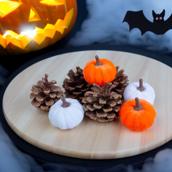 Halloween-i dekoráció szett – pók, koponya, 2 db tök – glitteres  58189 Egyéb