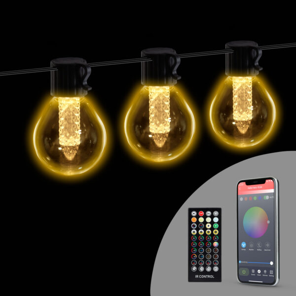 Smart fényfüzér – USB – 33 db RGBIC LED – 5 m – Bluetooth + zene mód – IP65  58382D Egyéb