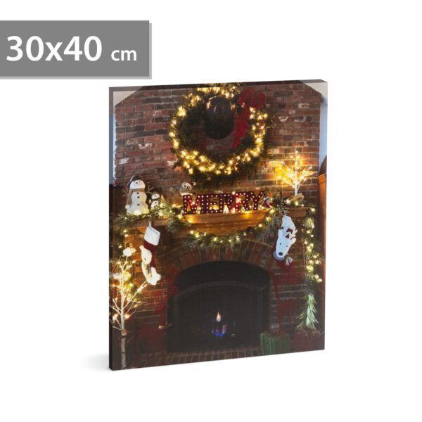 LED-es fali hangulatkép – téli táj –  2 x AA, 48 x 38 cm  58473 Egyéb