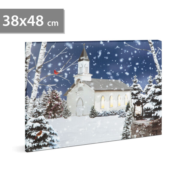 LED-es fali hangulatkép – téli táj –  2 x AA, 48 x 38 cm  58473 Egyéb