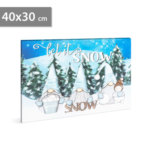 LED-es fali hangulatkép – „Let it snow” –  2 x AA, 40 x 30 cm  58479 Egyéb