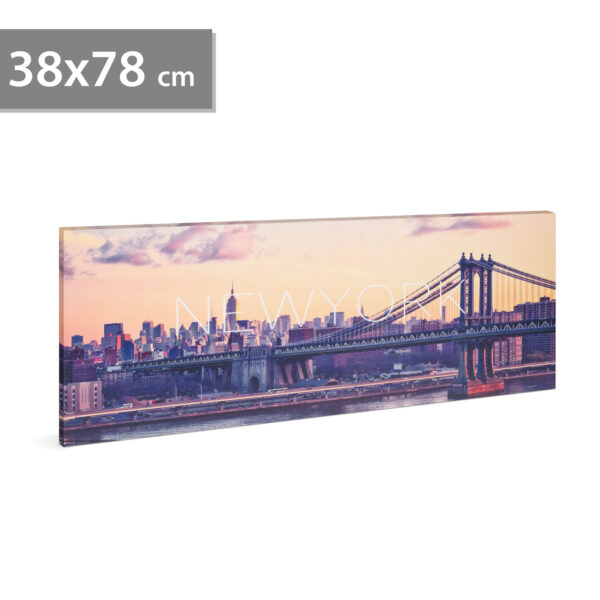 LED-es fali hangulatkép – „New York” –  2 x AA, 38 x 78 cm  58484 Egyéb