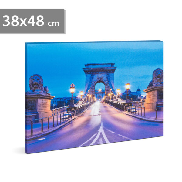 LED-es fali hangulatkép – „Lánchíd” –  2 x AA, 38 x 48 cm  58486 Egyéb