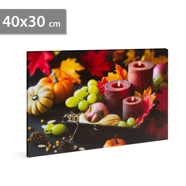 LED-es fali hangulatkép – gyertyák –  2 x AA, 40 x 30 cm  58501 Egyéb
