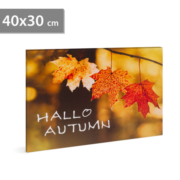 LED-es fali hangulatkép – „Hello ősz” –  2 x AA, 40 x 30 cm  58502 Egyéb