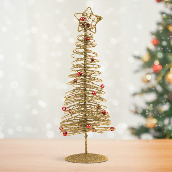 Karácsonyi, glitteres, fém karácsonyfa – 28 cm – ezüst  58622C Egyéb