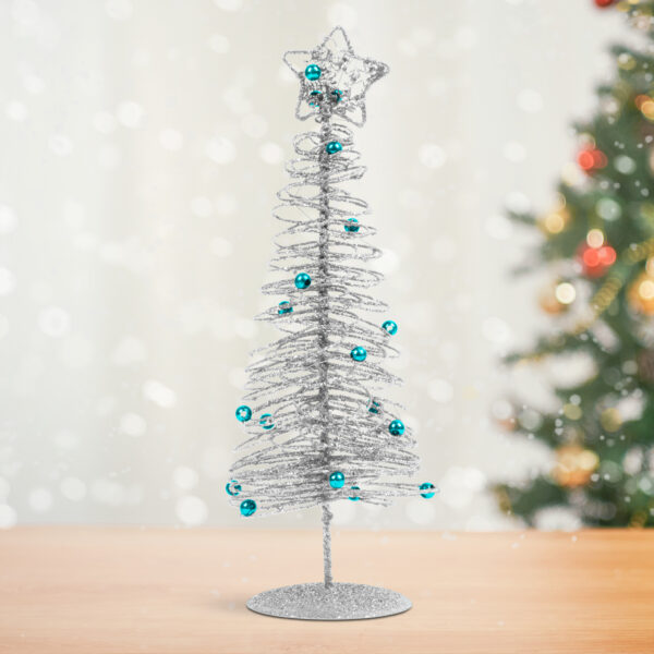 Karácsonyi, glitteres, fém karácsonyfa – 28 cm – zöld  58622D Egyéb