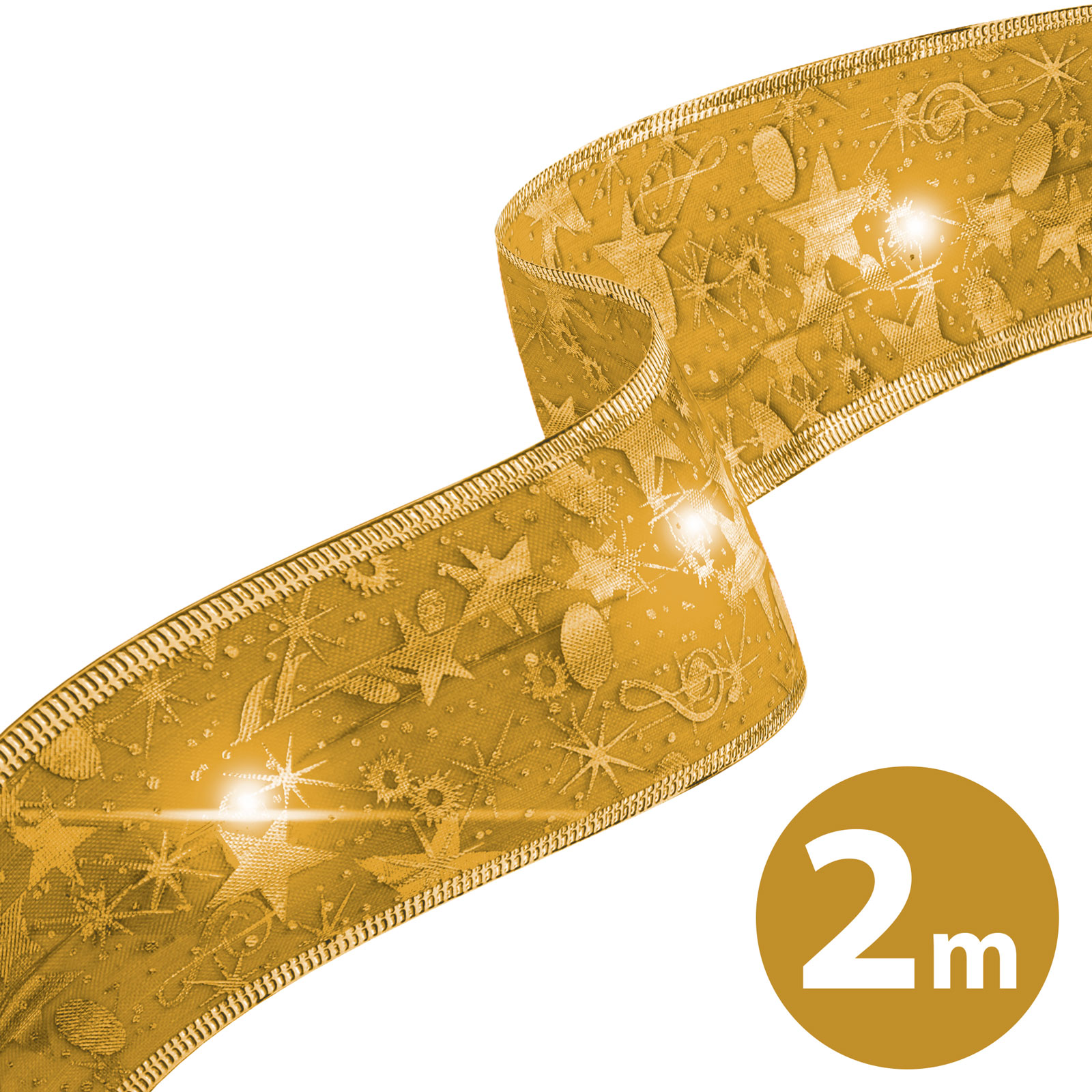 Karácsonyi LED-es szalag – arany – 2 m x 5 cm – 2 x AA 58933B Egyéb Karácsonyi LED-es szalag – arany – 2 m x 5 cm – 2 x AA 58933B Egyéb