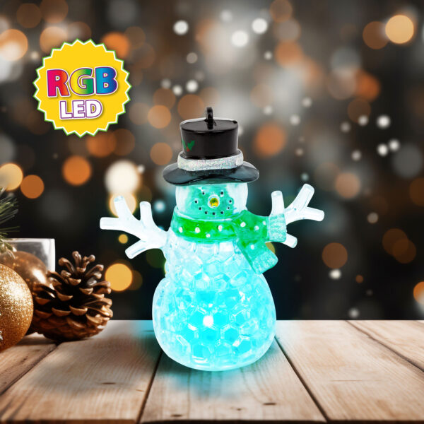 Karácsonyi LED-es hóember – zöld – RGB LED – 9 x 8 x 5 cm  58978B Egyéb