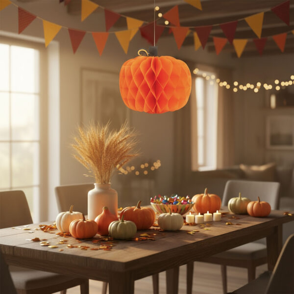 Őszi dekoráció – lampion tök – papír – 30 cm  59017 Egyéb