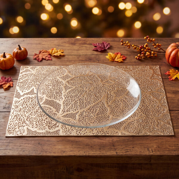 Tányéralátét – levélmintás – PVC – 45 x 30 cm – arany 59051A Őszi dekoráció Tányéralátét – levélmintás – PVC – 45 x 30 cm – arany 59051A Őszi dekoráció